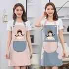 Waterproof Kitchen Apron Cartoon Girl Coffee Overalls Cooking Aprons for Women