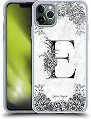 Head Case Designs Officially Licensed Nature Magick Letter E B&W Marble Monogram 1 Gel Case [Military Grade Protection] Compatible with Apple iPhone 11 Pro Max