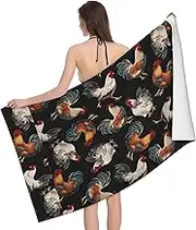 JBYJBX French Roosters Print Beach Towel Quick Dry Sandproof Microfiber Beach Bath Towel for Travel Pool Camping