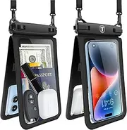 Tiflook 2-in-1 Waterproof Phone Pouch Case Compatible for iPhone 14 13 12 11 XR X XS SE 8 7 Samsung Galaxy S23 S22 S21 S20 S9 S8, Underwater Cellphone Holder Dry Bag for Vacation Travel, Black