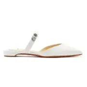 Christian Louboutin Choc Lock Flat White Croc Pointed Toe Ballerina Ballet 39