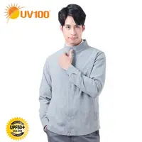 在飛比找蝦皮商城優惠-【UV100】 防曬 抗UV-極簡舒柔格紋立領外套-男(AD