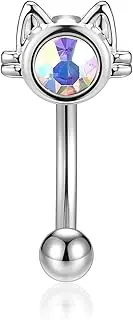 [JSDDE] Curved Barbell Piercing for Eyebrow Lip Helix Rook Daith 1.2 mm/16ga 8 mm Stainless Steel Cat Eyebrow Piercing