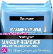 Neutrogena Makeup Remover Cleansing Face Wipes, Daily Cleansing Facial Towelettes to Remove Waterproof Makeup and Mascara, Alcohol-Free, Value Twin Pack, 25 Count, 2 Pack