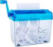 Manual Shredder - A6 Straight Cut Smash Portable Mini Paper Grinder Fits Folded A4 Portrait Paper Capacity 1.5L Blue