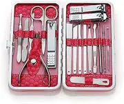 Nail Art Set, Nail Clipper Pedicure Kit, 18 Pieces Stainless Steel Nail Kit, Professional Beauty Kit, Nail Care Tools with Luxury Travel Bag/6049