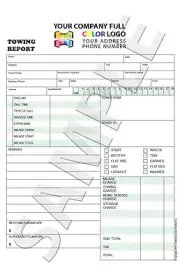 250 Color Custom Carbonless Towing Register Report Form / Invoice
