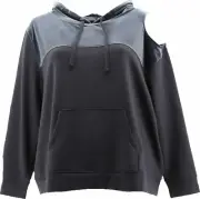 All Worthy Hunter McGrady Mixed Media Velvet Hoodie Pewter L # A389041