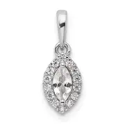 14k White Gold 1/10 Ct. Lab Grown Diamond VS/SI+ G+ and White Sapphire April Birthstone Pendant