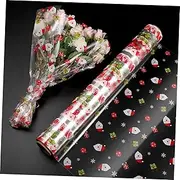 TOYANDONA Christmas Cellophane Wrap Roll 3000x40cm, 2.5 Mil Thick Clear, Santa Claus Cellophane Bags