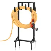 Heavy-Duty Garden Hose Holder with Stable Base and Tool Hooks, Freestanding M...
