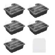 5 Pack 12 Cell Seeding Starting Trays Kit for Greenhouse Planting, Black