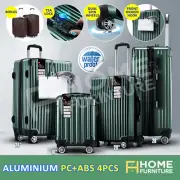 Green 4PCS Luggage Set TSA Lock Suitcase Hard Case Lightweight Travel Trolley