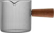 UPKOCH Espresso Pitcher 120ml Glass Sauce Cup Mini Pitcher with Wooden Handle for Milk Dipping Sauce