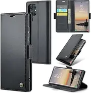 [ELEPIK] for Galaxy S22 Ultra Case with Card Holder, Kickstand [3 Card Holder + 1 Cash Slot] [Durable PU Leather] Magnetic Wallet Phone Cover for Samsung Galaxy S22 Ultra, Fashion Black