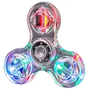 Clear LED Light Up Fidget Spinner Toy - Stress Relief Toy for Children and Adults