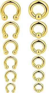 [Ocptiy] 6G 8G 12G 14G 16G PA Ring Horseshoe CBR Circular Barbell 316L Surgical Steel Internally Threaded Pierced Body Jewelry for Women Inner Diameter:10mm 12mm 14mm 16mm