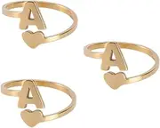 [WRITWAA] 2 Pcs English Alphabet Ring Fashion Lady Ring Stackable Alphabet Rings Creative Finger Ring Band Rings Jewelry for Decor Simple and Stylish Lovers Stainless Steel Ring