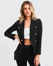 [Belle & Bloom] Princess Polina Textured Weave Blazer - Black