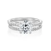 2/3 CT Diamond Engagement Ring Set Round H/SI2 14K White Gold Size 6