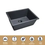 605*450*250 Kitchen Sink Laundry Dark Grey Granite Stone Sinks Single Bowl Basin [44-GS6145G]