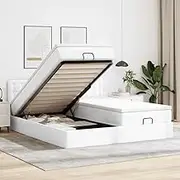 Generic Ottoman Bed with Mattresses Dark Grey King Single Velvet,3313503