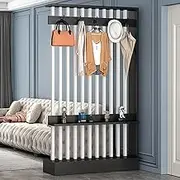 Modern Wall Room Divider, Versatile Room Divider Screen, Privacy Screens with Coat Rack Cabinet, Entryway Partition Separator, Separation Entrance Decor(Black,88cm/34.6in)