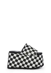 [Y.R.U.] Gwen Platform Sandals - Checkered