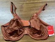 Spanx Unlined Full Coverage Satin Bra 36DD Burnt Rust Seamless 30077R