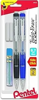 Pentel® Twist-Erase® CLICK Mechanical Pencils, 0.7mm, Hi-Polymer HB Lead, 59% Recycled, Assorted Barrel Colors, Pack Of 2