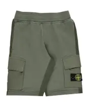 Stone Island Junior Compass Badge Elastic Waist Cargo Shorts 14Y olive green