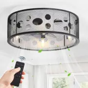 18 Inch Boho Caged Ceiling Fans with Light,Small Farmhouse Flush Mount Ceilin...