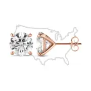 4.00 Ct Round Diamond Stud Solitaire Earrings Lab Grown G VS 2 14k Rose Gold