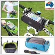 Bike Handlebar Riding Bag Touch Screen Phone Holder Bicycle Front Storage Pocket
