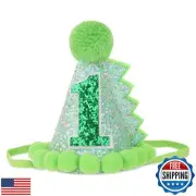 CIEHER Dinosaur 1st Birthday Hat - Crown for Baby, Glitter Photo Prop, Mini C