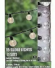 Clear Globe String Lights for Indoor/Outdoor Use 15 lights 9.6 feet