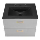 Modway Daybreak 24" Rubberwood MDF Particleboard Bathroom Vanity in Gray/Black
