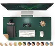 RENMTURE Dual-Sided Desk Pad, Natural Cork & PU Leather Large Mouse mats for Office and Home Work, Desk Protector Non-Slip, Waterproof, Easy Clean (Dark Green, 36"x17")