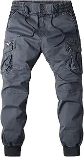 [Generic] Mens Cargo Pants Casual Outdoor Multi Pockets Work Pants Drawstring Flap Pockets Twill Tapered Jogger Cargos Trousers