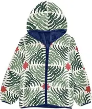 [GuoChe] Big Girls Jackets With Sherpa Lining Merry Christmas Green Trees Red Toddler Warm Outerwear Navy Blue Baby Zip Up