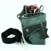 Pro Black Barber Salon Hairdressing Scissors Comb Waist Belt Holster Pouch Case