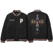 Primitive Skateboarding GN'R Cross Varsity Jacket M-Black