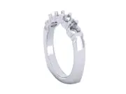 5Stone Prong Set Wedding Ring Mount- 950 Platinum, Euro-Shank, for 0.20ct each