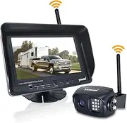 Yuwei Wireless Backup Camera System Kit, AHD1080P, 7" LCD Monitor, 4 Camera Compatible, Wide Angle Lens, IP69 Waterproof, Easy Install for RVs, Trucks, Trailers