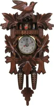 Cuckoo Clock: Traditional Forest Clock - Wooden Pendulum Quartz Wall Clock