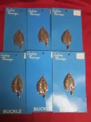 6 pkg. Vintage Metal Leaf Designer Buckles- Embassy Trimmings 3" Copper-tone