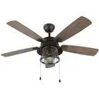 Ceiling Fan with Glass Light Kit, Shanahan 52 in. LED Indoor/Outdoor Bronze NEW
