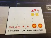 decal sheet T-34/85 in 1/48 scale HobbyBoss