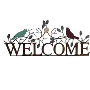 LVD Metal Welcome Sign Home/Garden Front Door Hanging Decor 67x28cm Birds