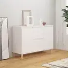 White Sideboard With 2 Drawers Elegant 2-Door Storage Cabinet Cupboard Furniture